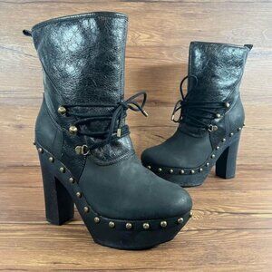 Koolaburra By Ugg Black Platform Studded Leather Heel Boots Women’s Size 9